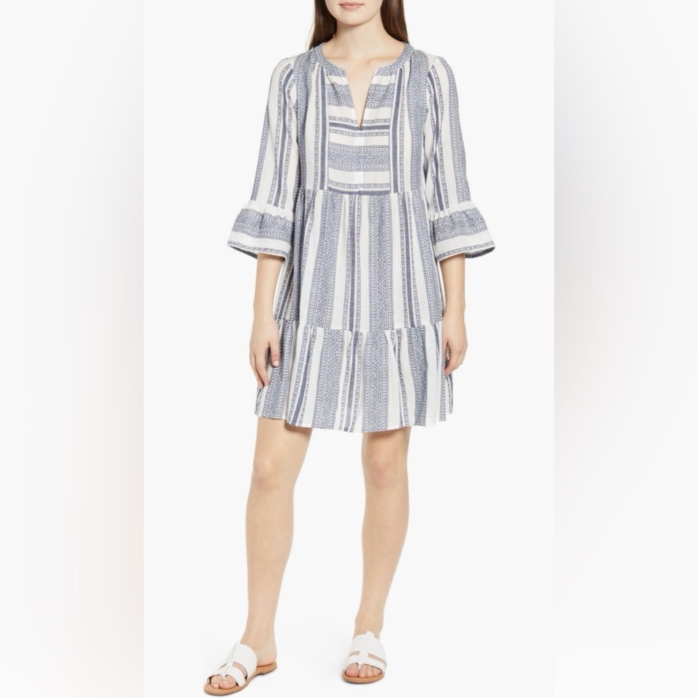 Velvet by Graham & Spencer Malaga Woven Cotton Jacquard Dress Boho Chic Beachy